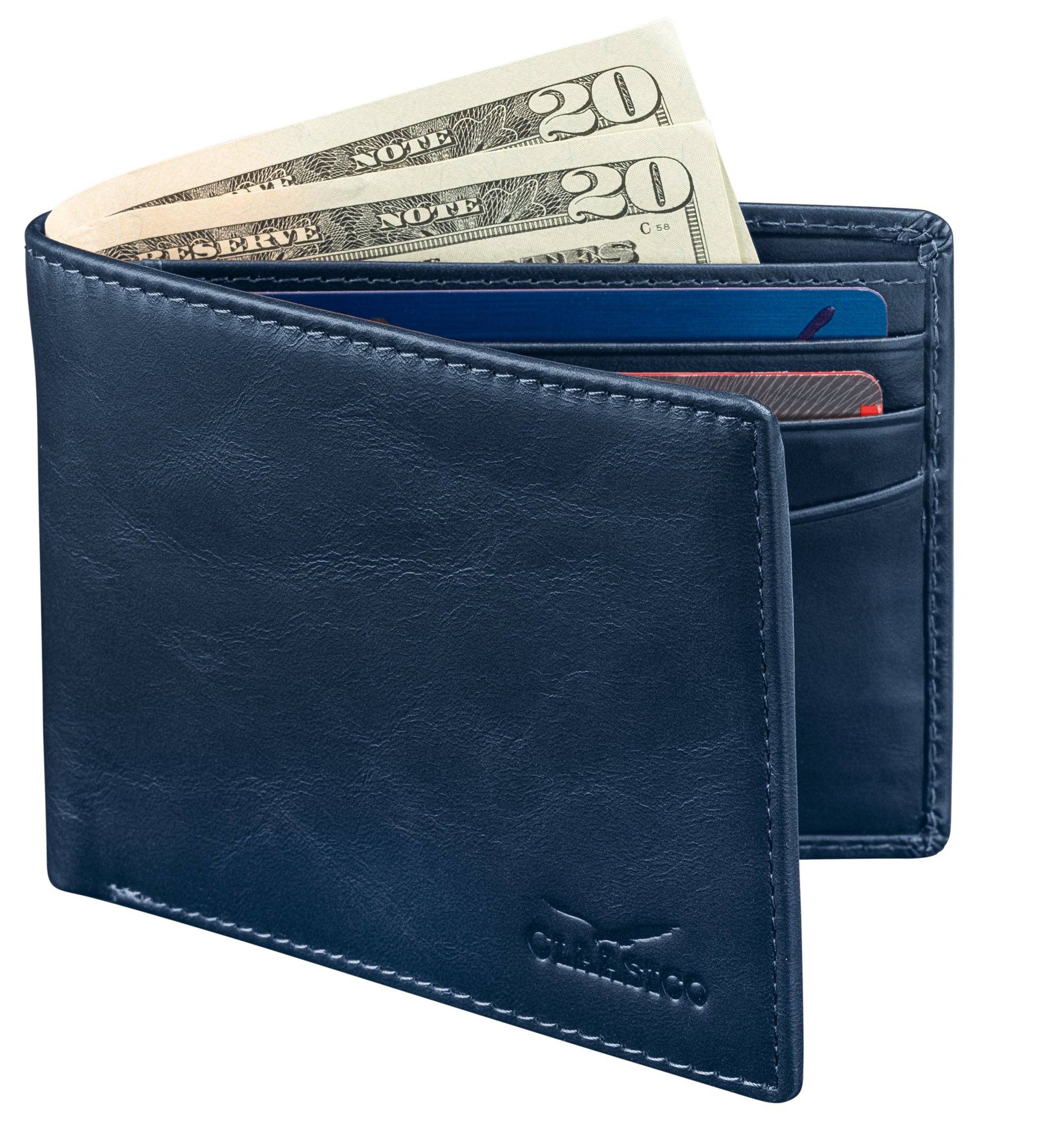 Claasico Claasico - Slimfold Bifold Leather wallet for men: Black-smooth Leather