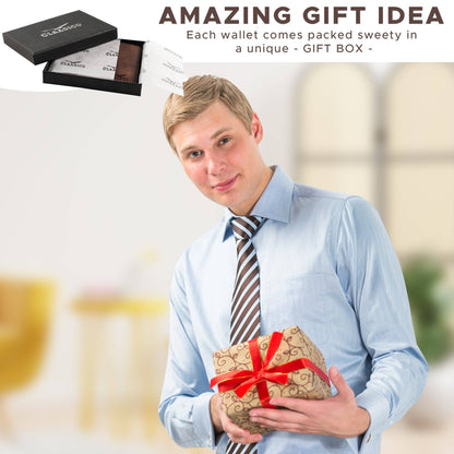 Claasico Claasico - Slimfold Bifold Leather wallet for men: Black-smooth Leather