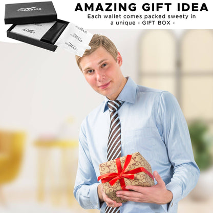 Claasico Claasico - Slimfold Bifold Leather wallet for men: Black-smooth Leather