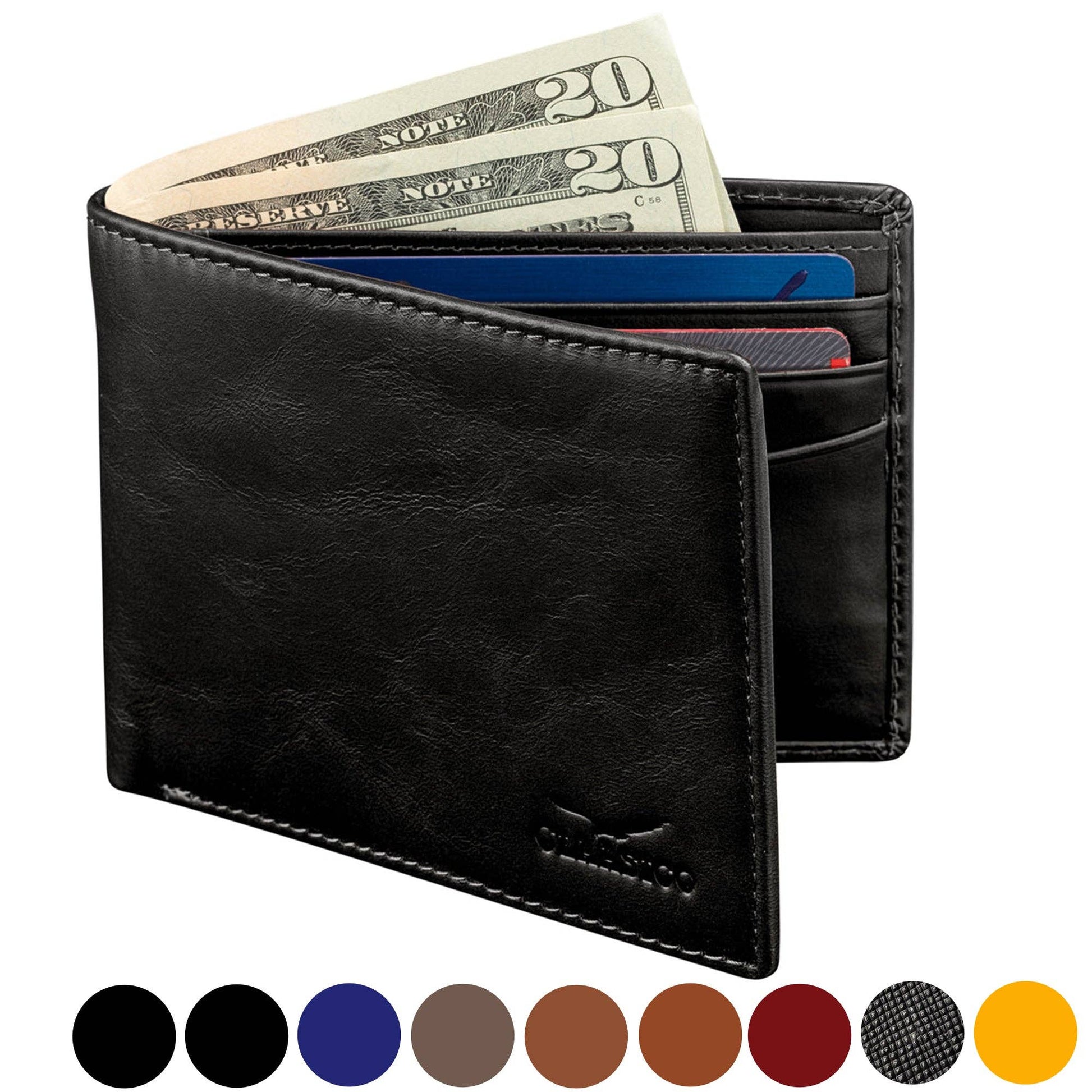 Claasico Claasico - Slimfold Bifold Leather wallet for men: Black-smooth Leather