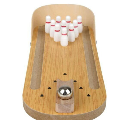 Curious Minds Toys Curious Minds Toys - Mini Bowling Game - Marble and Pins - Tabletop Small Replic