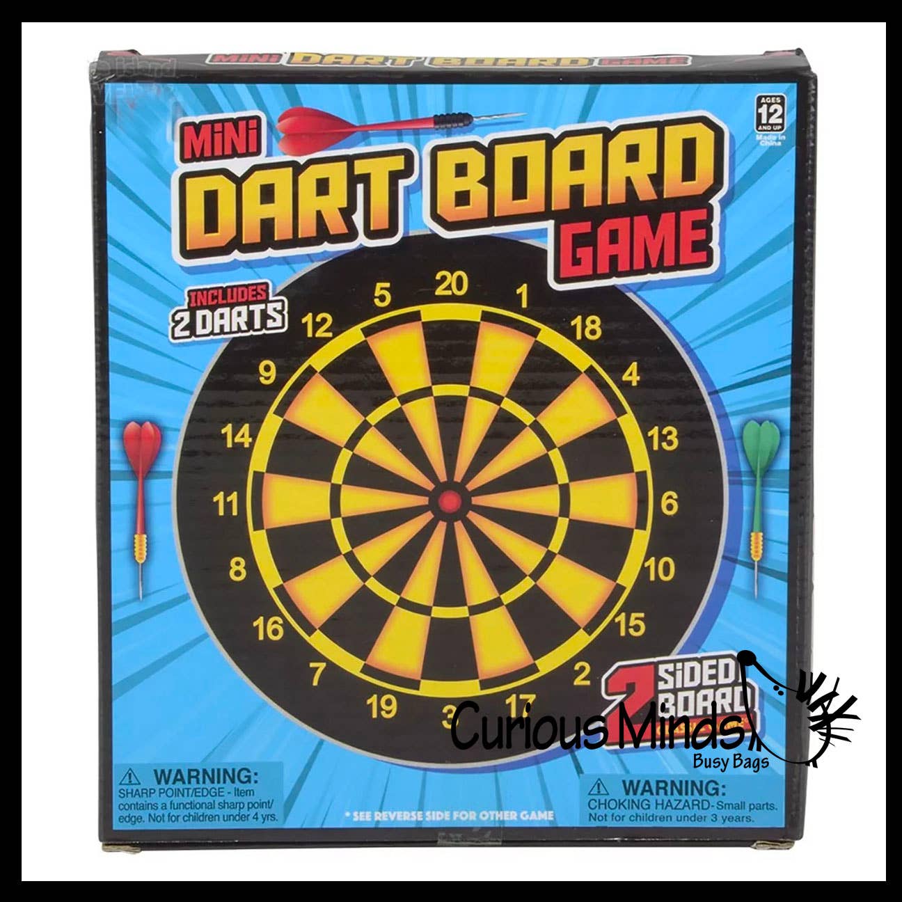 Curious Minds Toys Curious Minds Toys - Mini Dart Board - Small Office Dart Game with Darts - Double