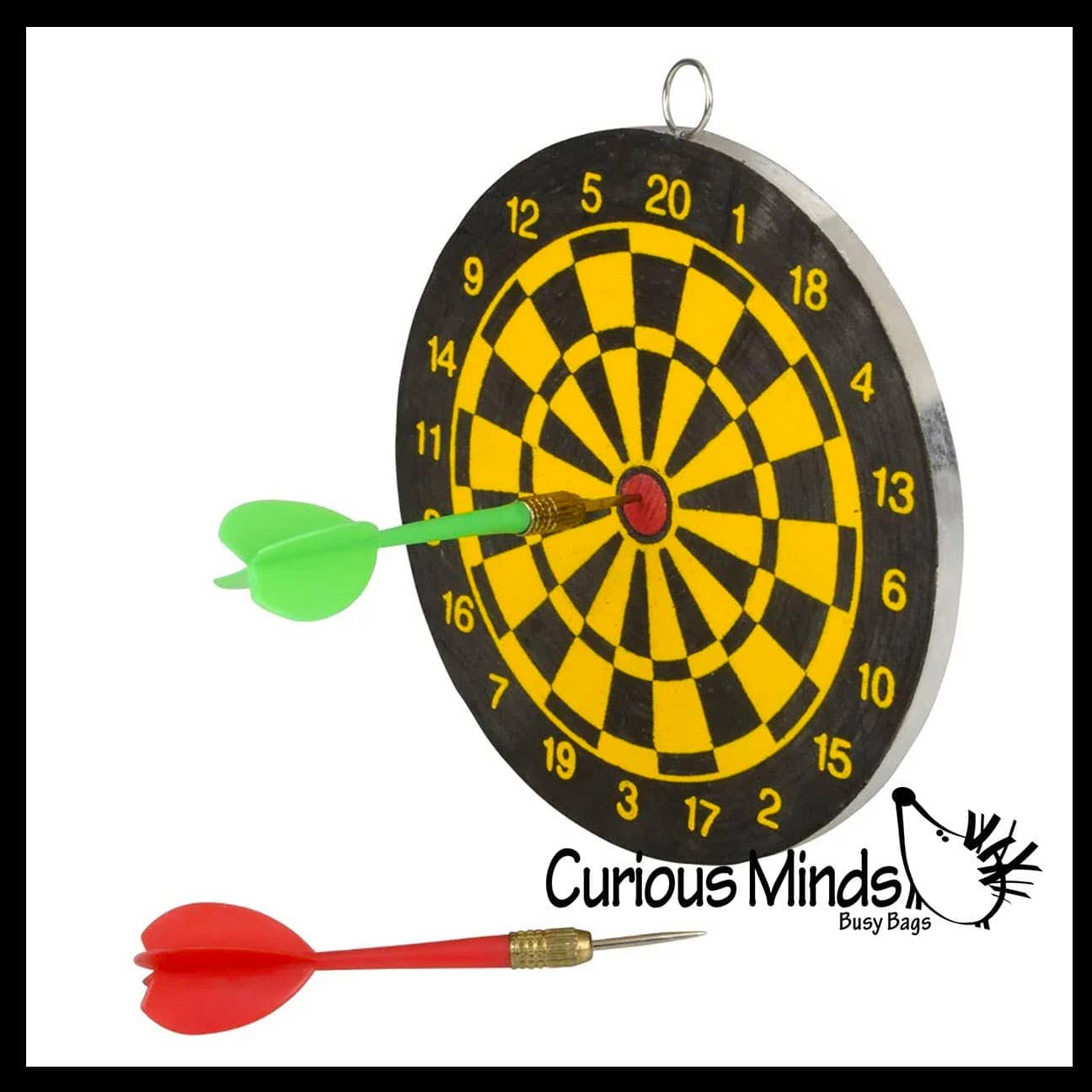 Curious Minds Toys Curious Minds Toys - Mini Dart Board - Small Office Dart Game with Darts - Double