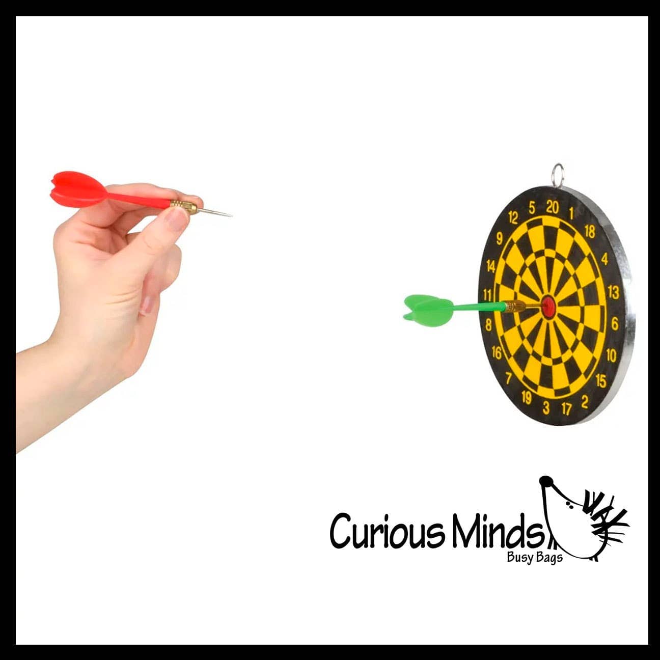 Curious Minds Toys Curious Minds Toys - Mini Dart Board - Small Office Dart Game with Darts - Double