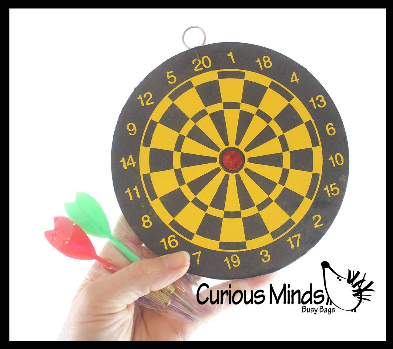Curious Minds Toys Curious Minds Toys - Mini Dart Board - Small Office Dart Game with Darts - Double