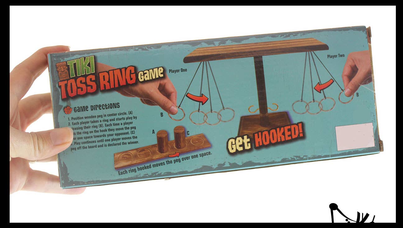 Curious Minds Toys Curious Minds Toys - Wood Tiki Toss Ring Hook Game - Swing Ring on String to Lan