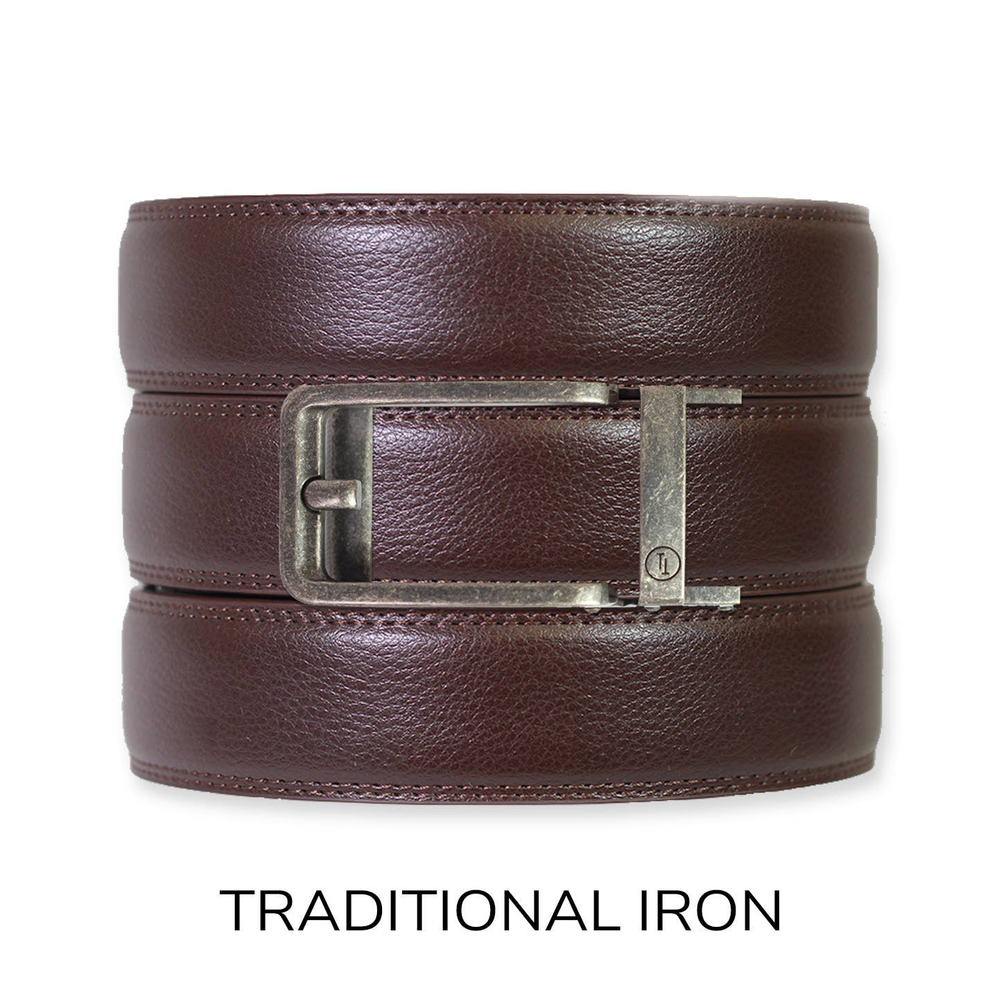 Tough Apparel - Espresso Leather Rachet Belt & Buckle Set: Iron