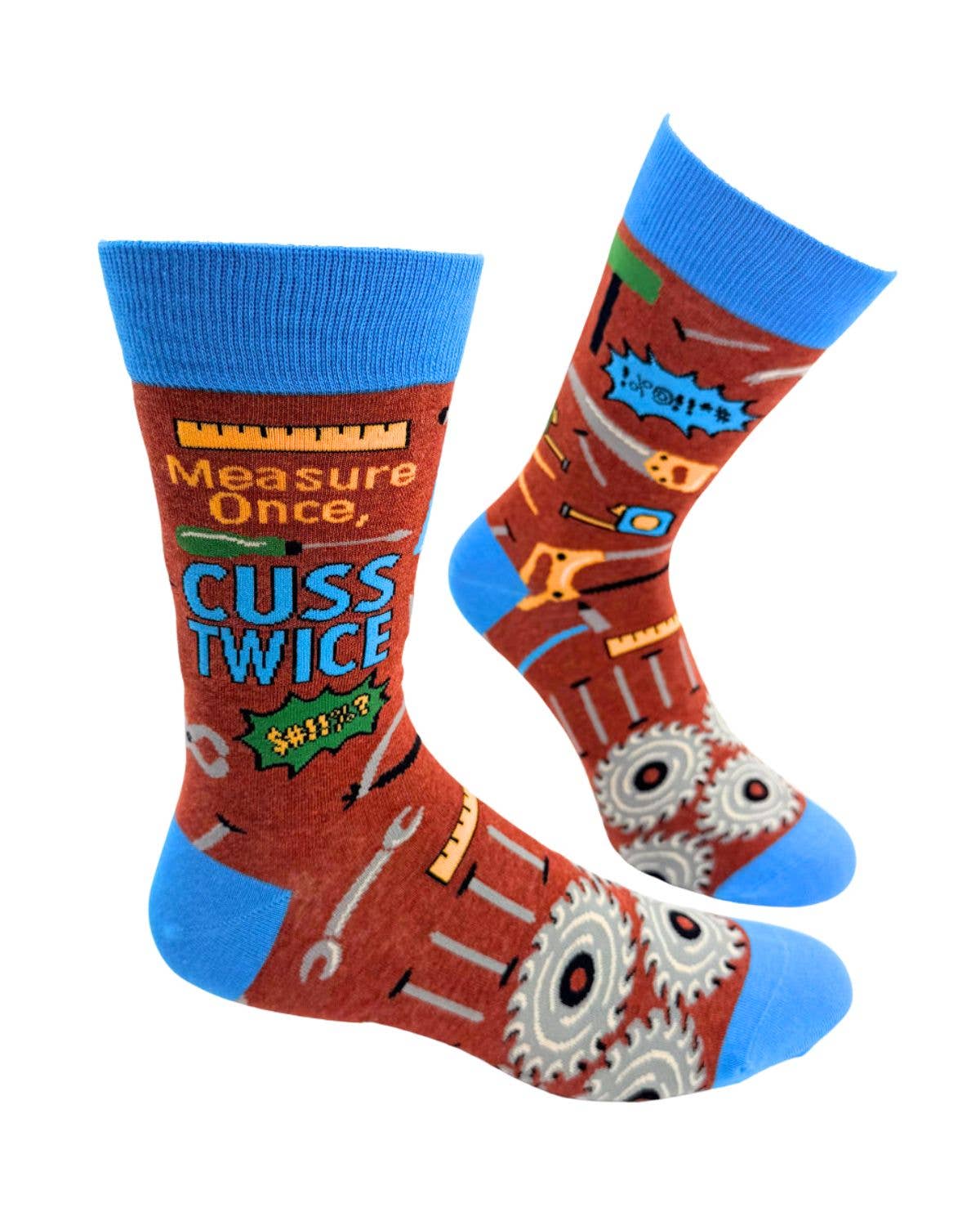 Fabdaz Fabdaz - Measure Once Cuss Twice Men's Novelty Crew Socks