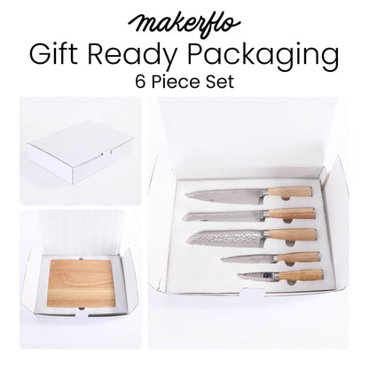 MakerFlo - Kitchen Knife Set with Magnetic Block Stand: Case of 5