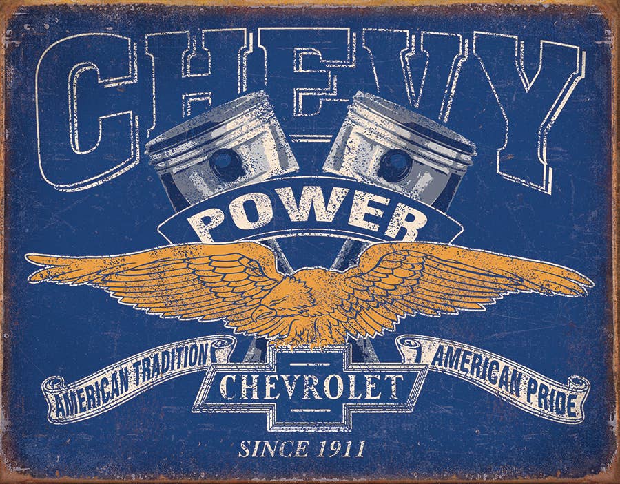 Desperate Enterprises Desperate Enterprises - Chevy Power Restricted Tin Sign