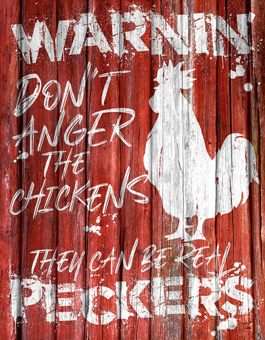 Desperate Enterprises Desperate Enterprises - Chicken Warnin Tin Sign
