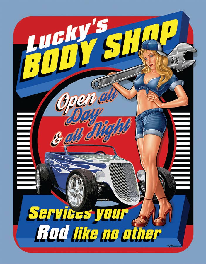 Desperate Enterprises Desperate Enterprises - Lucky's Body Shop Tin Sign