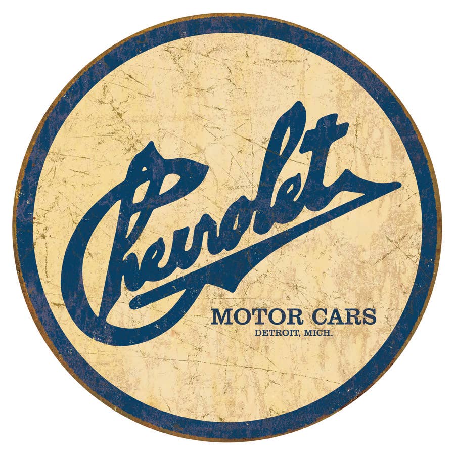 Desperate Enterprises Desperate Enterprises - ROUND - Chevy Historic Logo Tin Sign