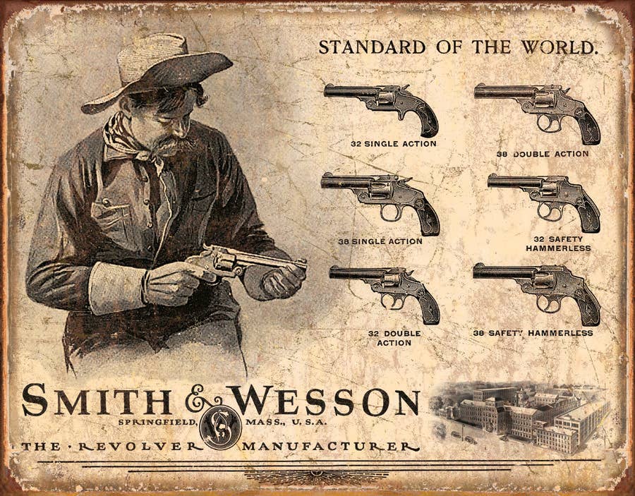Desperate Enterprises Desperate Enterprises - S&amp;W Revolver Manufacturer Tin Sign
