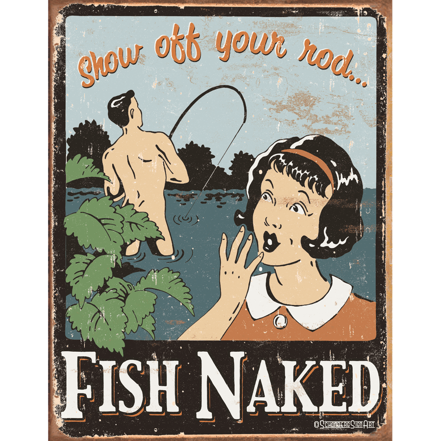 Desperate Enterprises Desperate Enterprises - Schonberg - Fish Naked Tin Sign