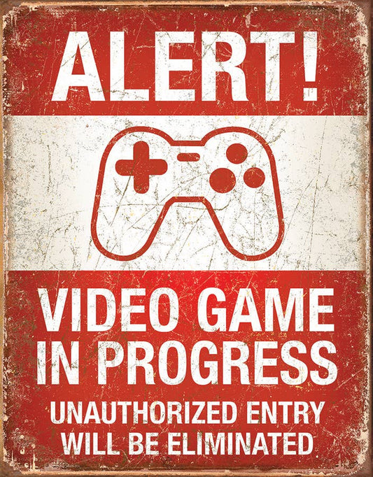Desperate Enterprises Desperate Enterprises - Video Game in Progress Tin Sign