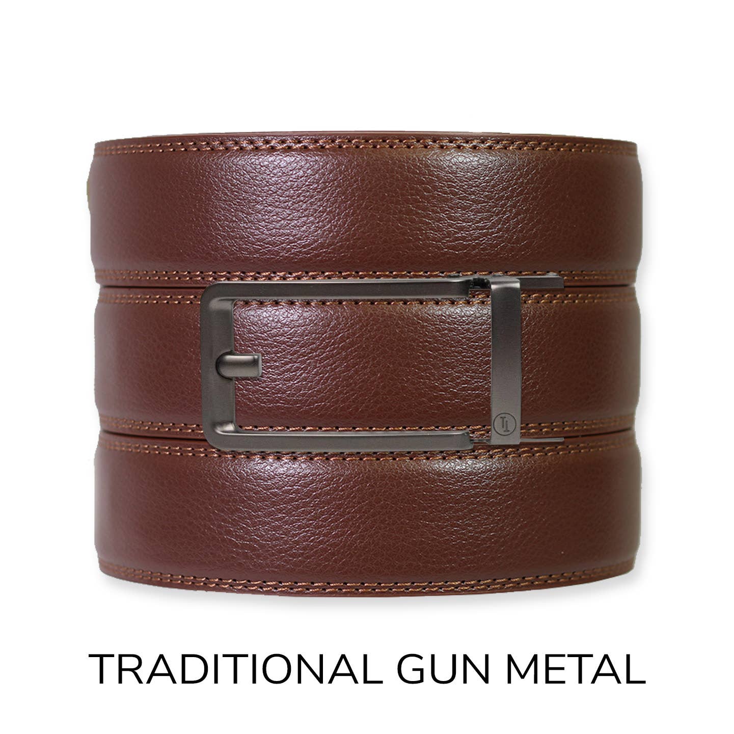 Tough Apparel - Chestnut Leather Ratchet Belt & Buckle Set: Traditional Bronze