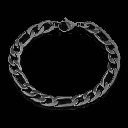 West Coast Jewelry - Invicta Jewelry Figaro Chain Steel Bracelet (9.3mm) - 8.75": Silver