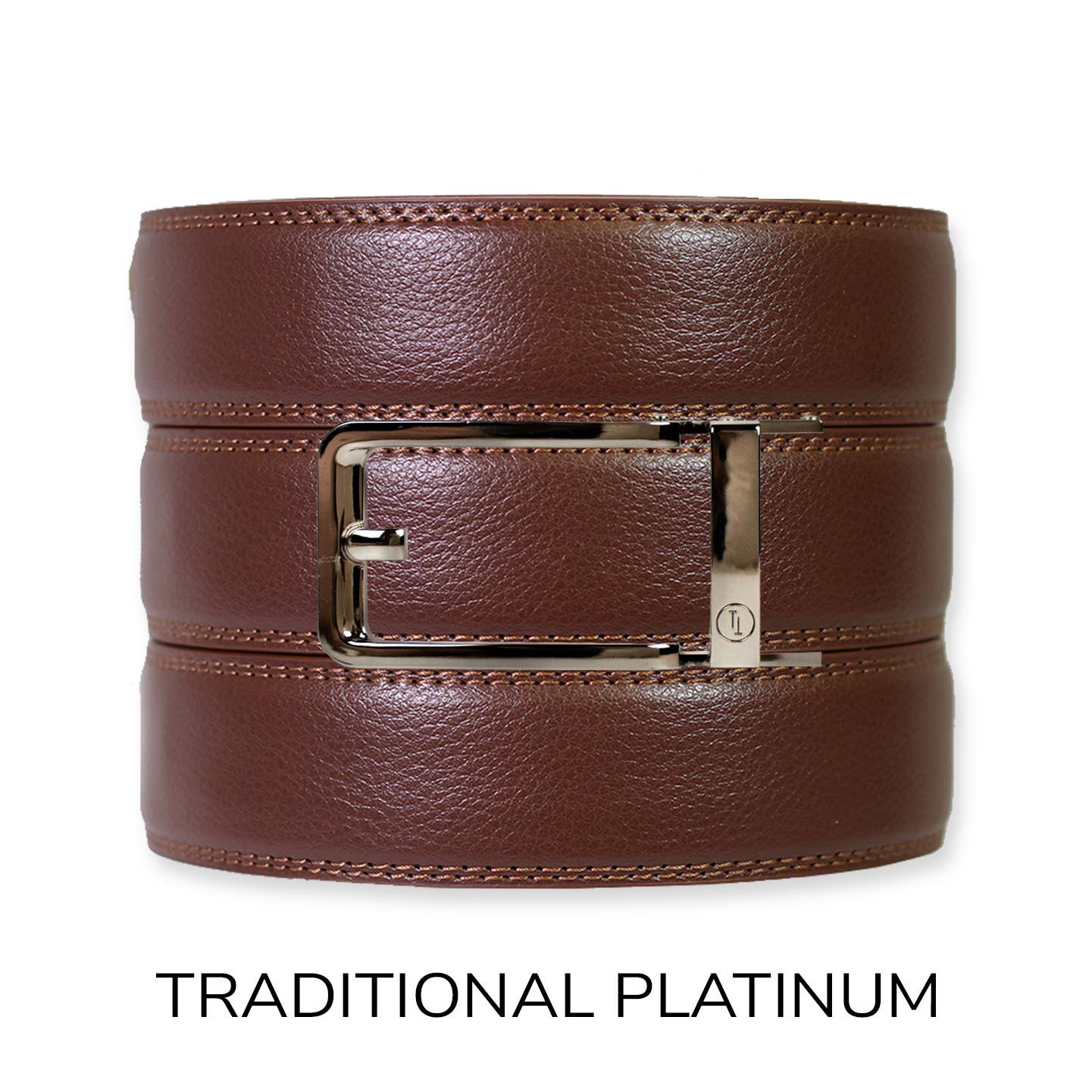 Tough Apparel - Chestnut Leather Ratchet Belt & Buckle Set: Traditional Bronze