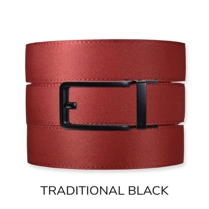 Tough Apparel - Brick Red Canvas+ Ratchet Belt & Buckle Set: American Flag - Gun Metal