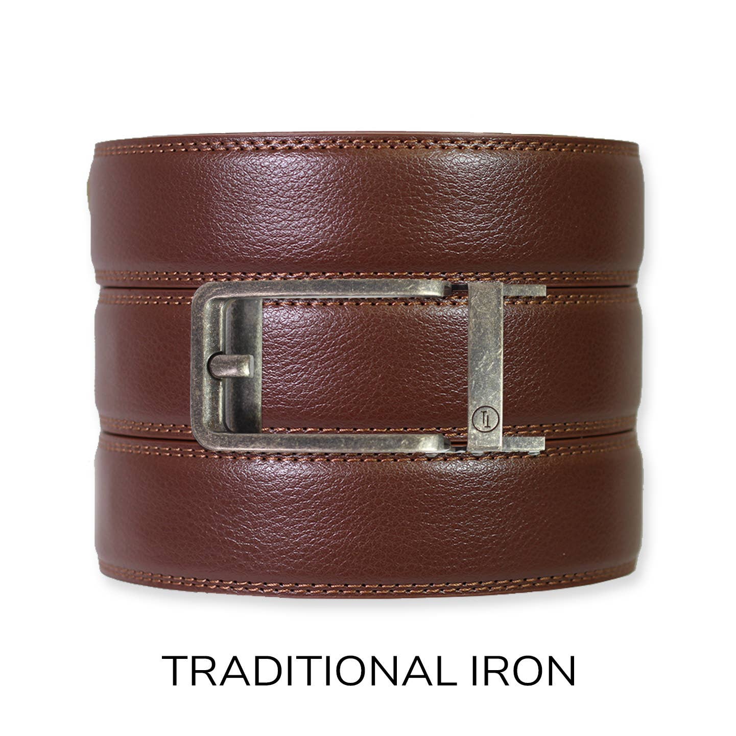 Tough Apparel - Chestnut Leather Ratchet Belt & Buckle Set: Traditional Bronze