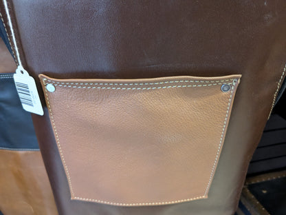 El Matador Knives apron #80 - Handmade/Handstitched Leather Apron Brown with light brown pockets