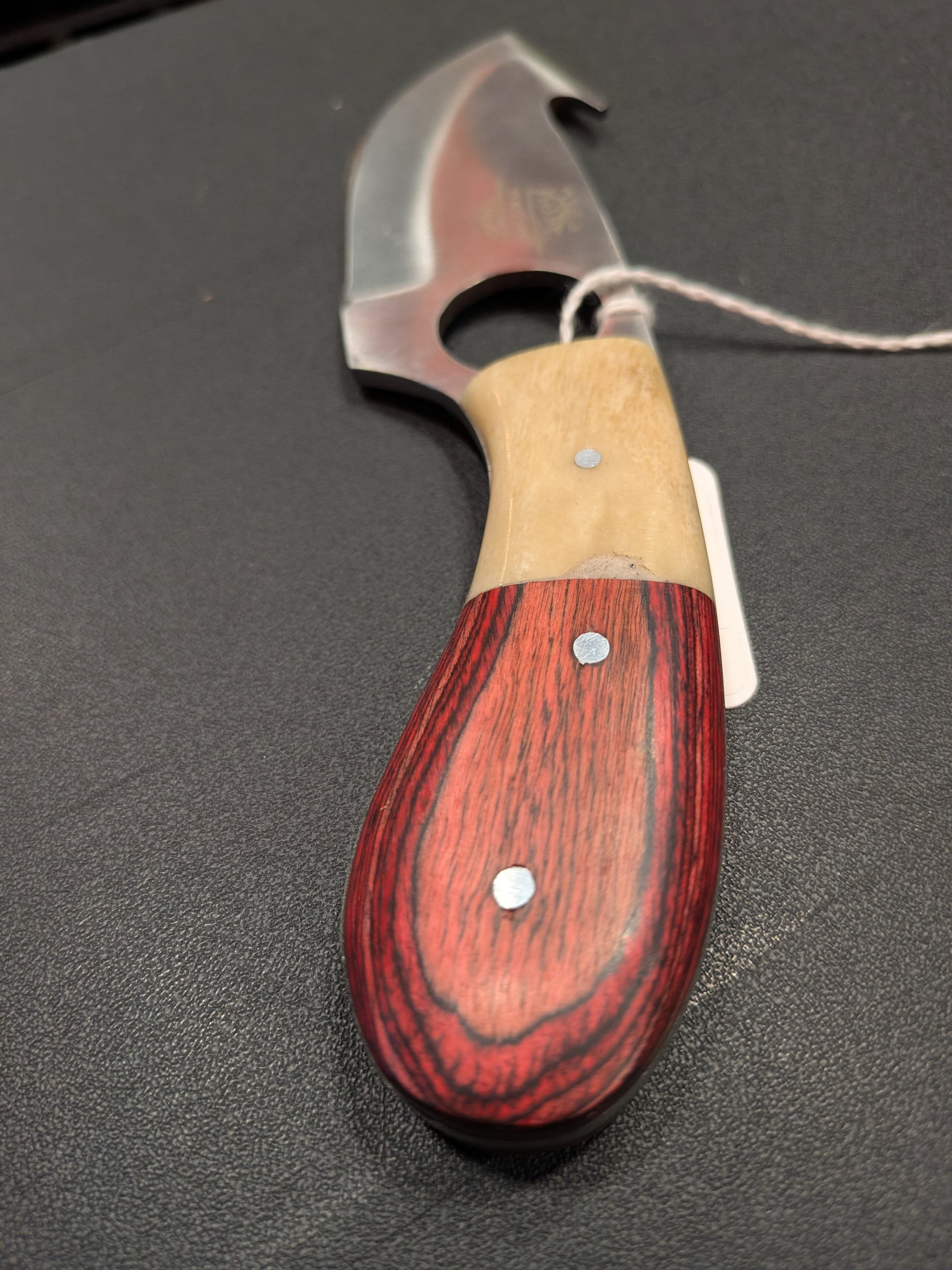 El Matador Knives Carbon Steel Knife #65 - Red/Ivory Fish Hook Knife