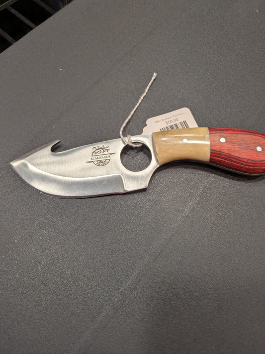 El Matador Knives Carbon Steel Knife #65 - Red/Ivory Fish Hook Knife