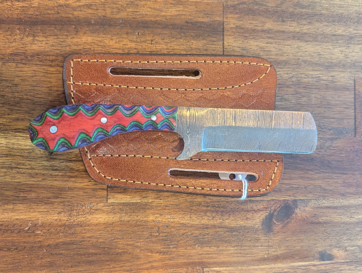 El Matador Knives Damascus Axe Mini Damascus Bull Cutter - Watermelon Color
