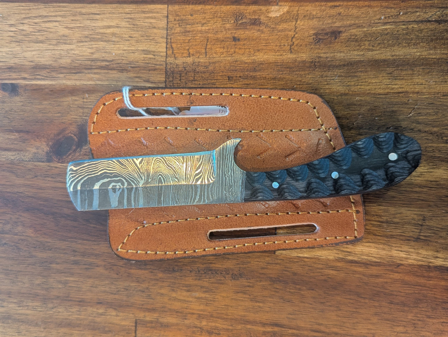 El Matador Knives Damascus Knife Mini Damascus Bull Cutter Knife - Black