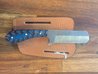 El Matador Knives Damascus Knife Mini Damascus Bull Cutter Knife - Blue