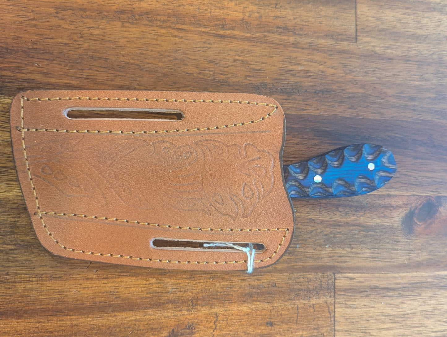 El Matador Knives Damascus Knife Mini Damascus Bull Cutter Knife - Blue