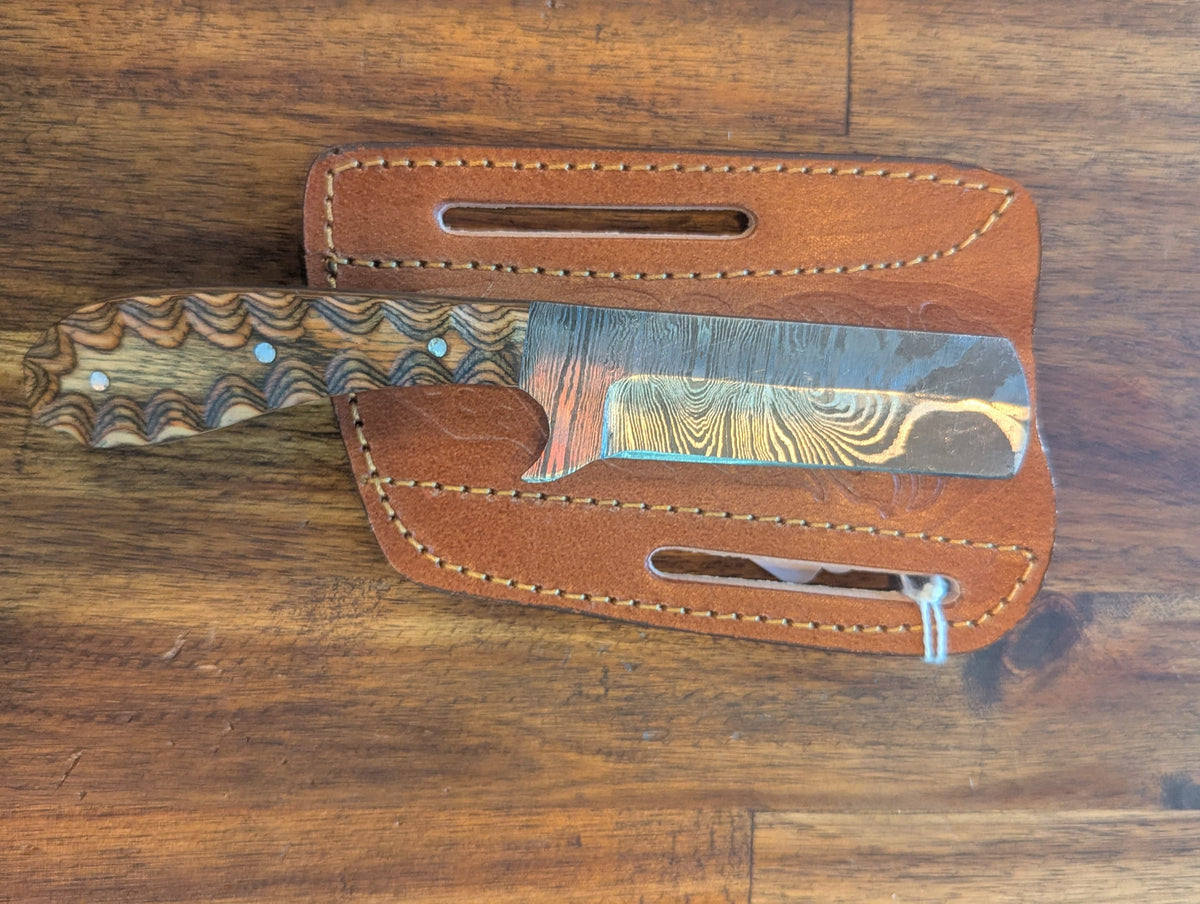 El Matador Knives Damascus Knife Mini Damascus Bull Cutter - Natural: Dark