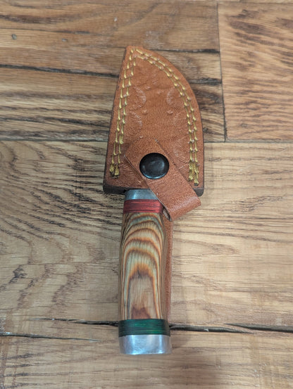 El Matador Knives Damascus Knife Natural Wood Grain Handle - Small Damascus Skinner