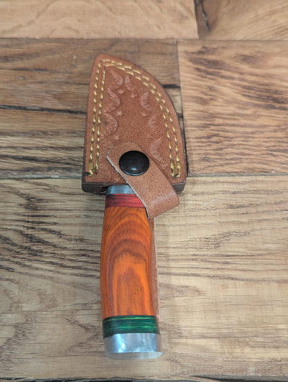 El Matador Knives Damascus Knife Orange Handle - Small Damascus Skinner Knife
