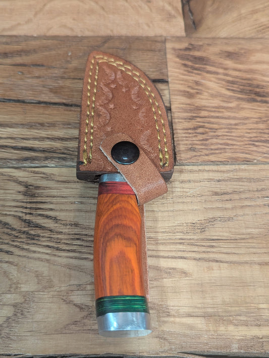 El Matador Knives Damascus Knife Orange Handle - Small Damascus Skinner Knife