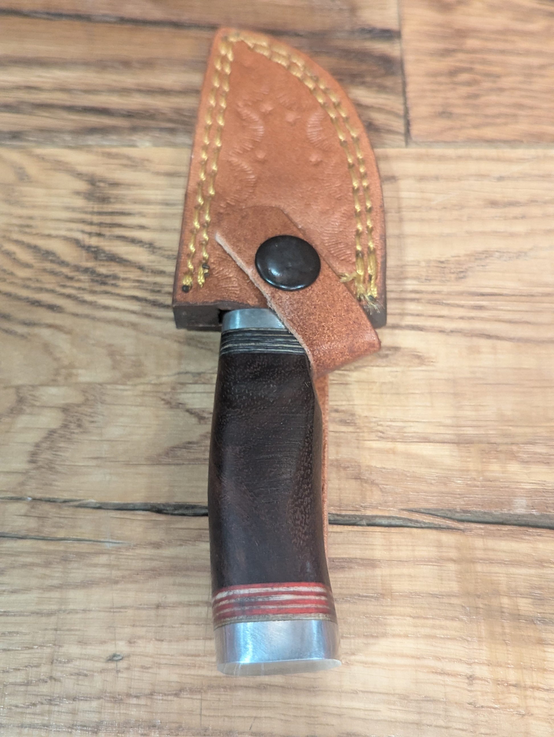 El Matador Knives Damascus Knife Walnut Handle with Assorted Accent Colors - Small Damascus Skinner