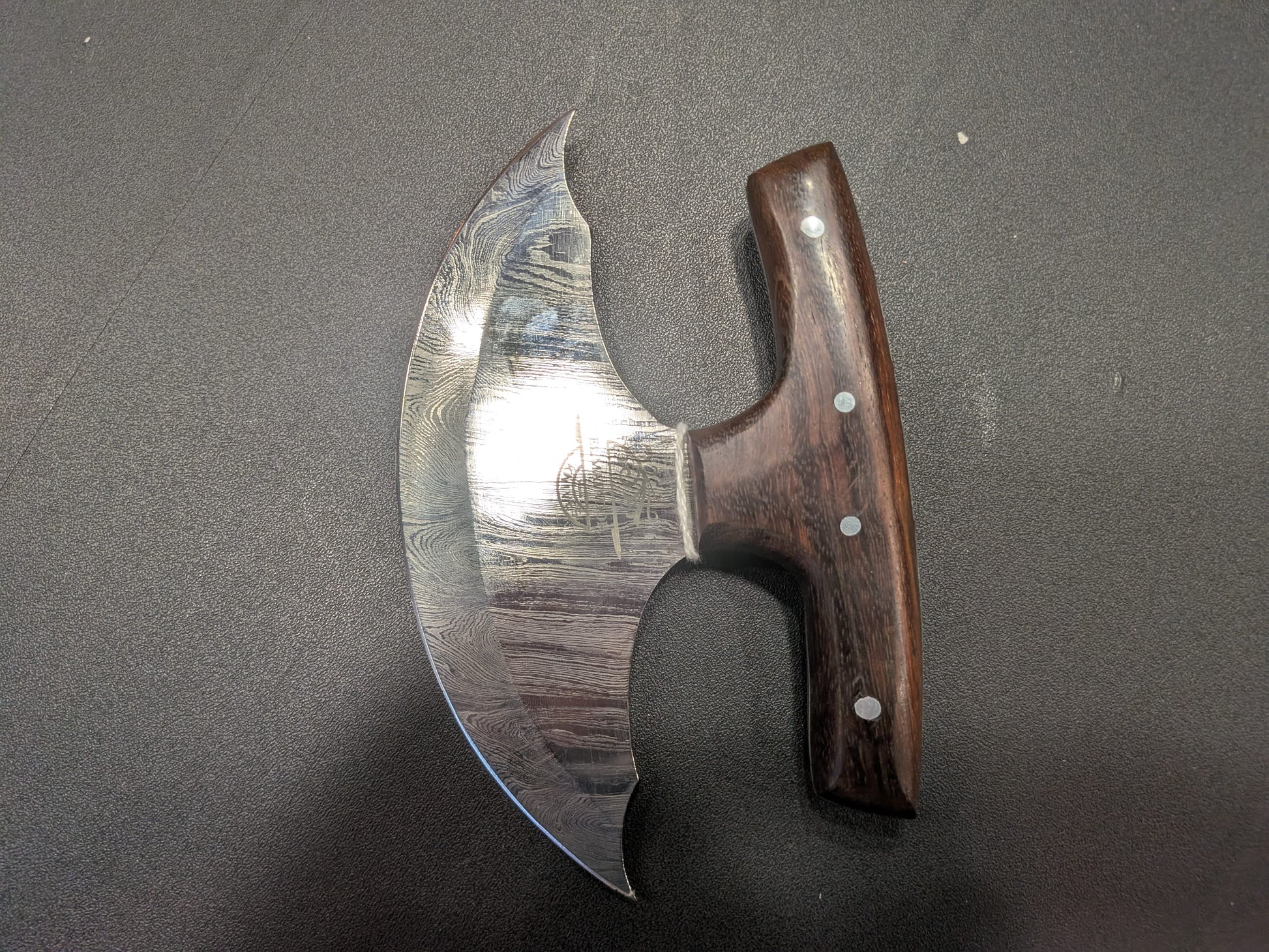El Matador Knives Hunting Knife #75 - Solid Damascus Steel Blade Ulu Knife