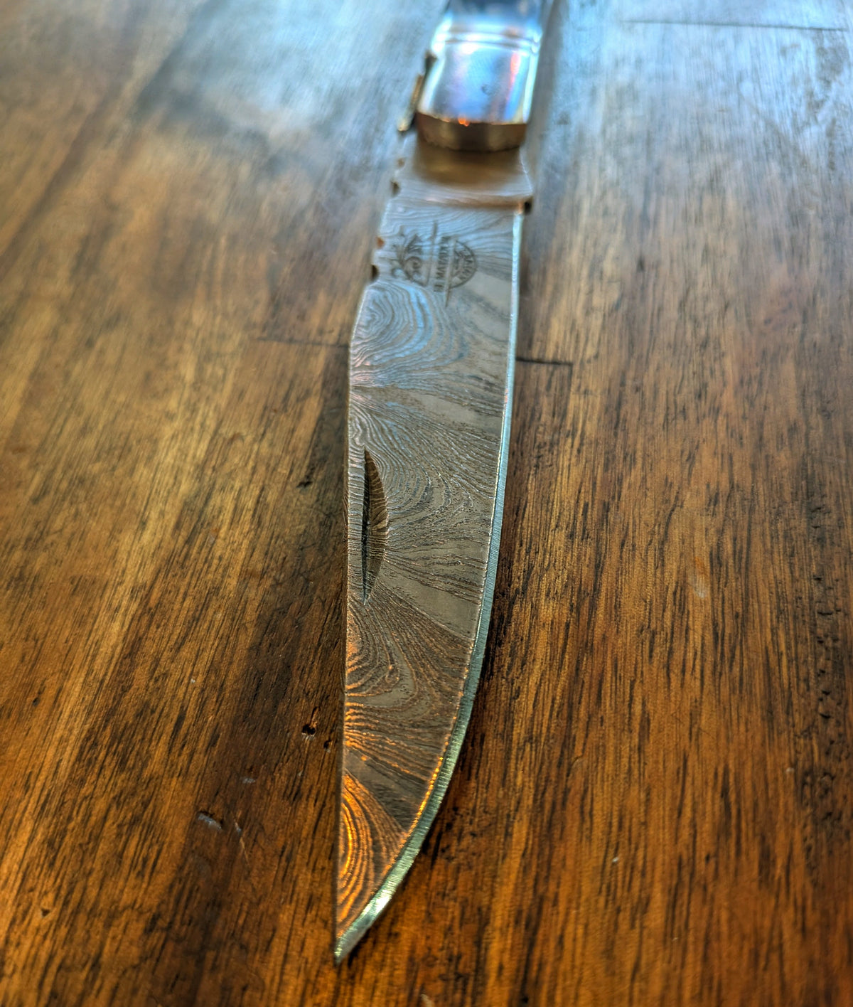 El Matador Knives Pocket Knife Blue long slim Damascus Pocket Knife