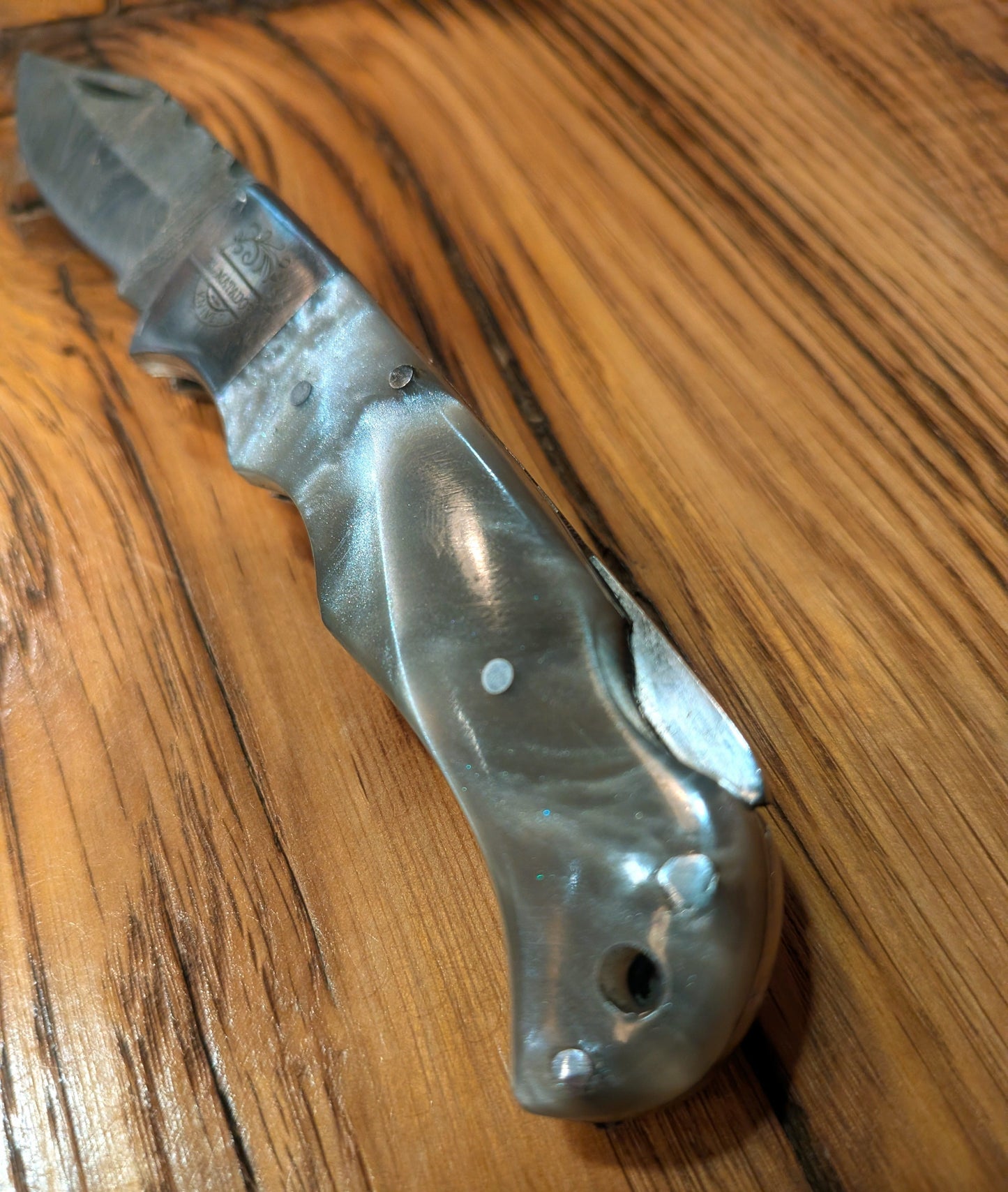 El Matador Knives Pocket Knife Grey/Silver Damascus Pocket Knife