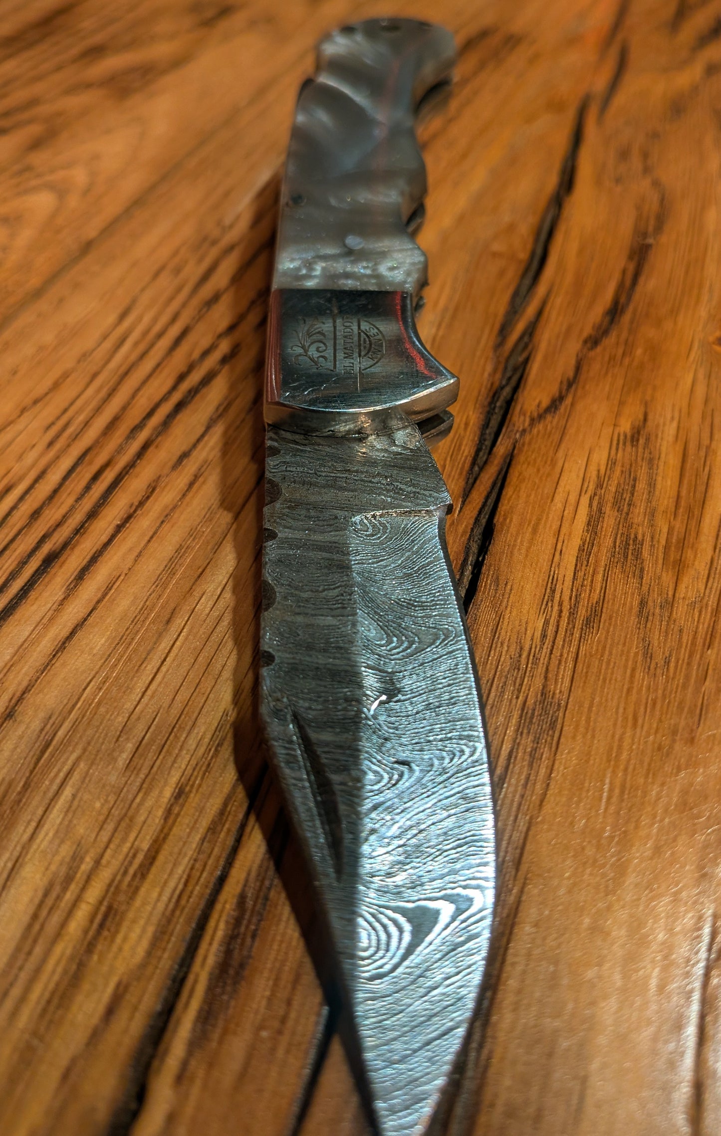 El Matador Knives Pocket Knife Grey/Silver Damascus Pocket Knife