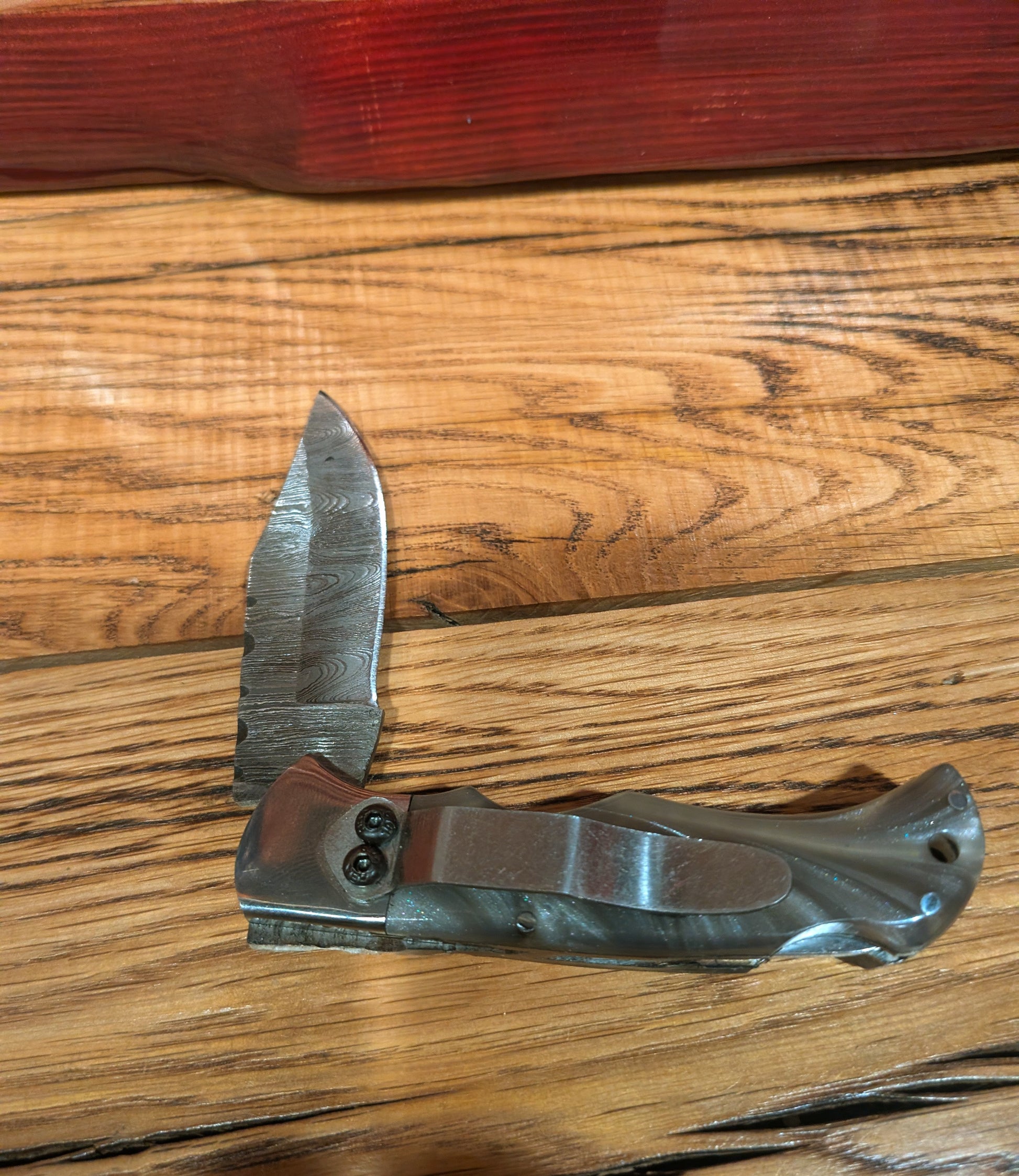 El Matador Knives Pocket Knife Grey/Silver Damascus Pocket Knife