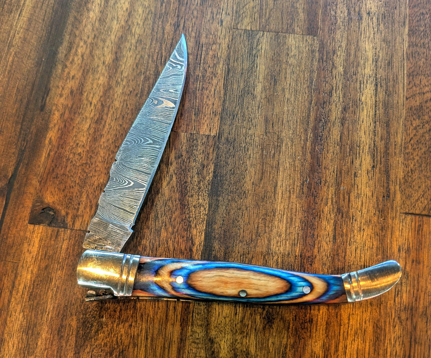 El Matador Knives Pocket Knife Natural Wood with Blue - Long Pocket Knife