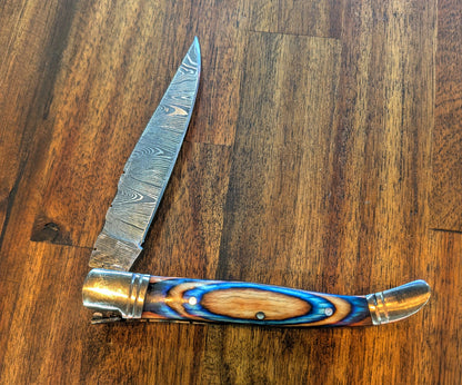 El Matador Knives Pocket Knife Natural Wood with Blue - Long Pocket Knife