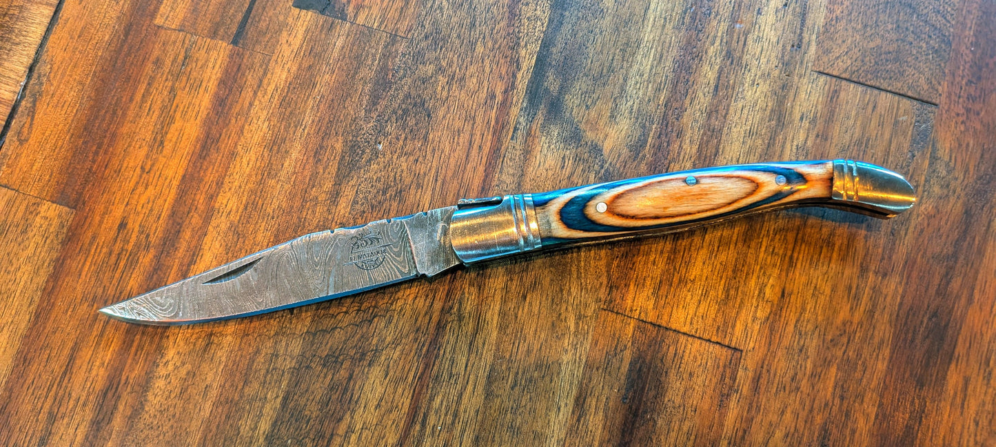 El Matador Knives Pocket Knife Natural Wood with Blue - Long Pocket Knife