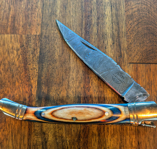 El Matador Knives Pocket Knife Natural Wood with Blue - Long Pocket Knife