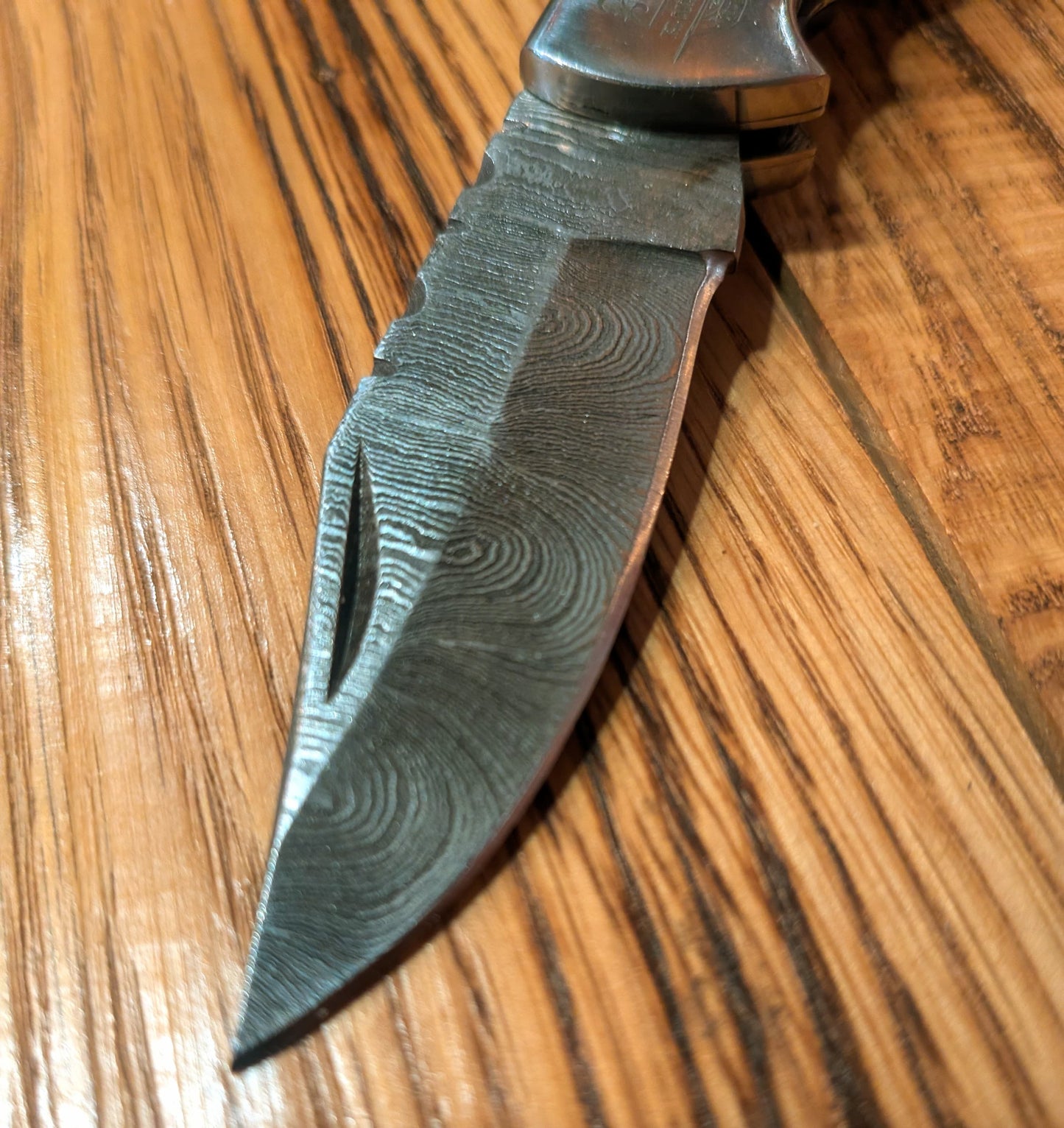 El Matador Knives Pocket Knife Purple/Orange resin swirl handle Damascus Pocket Knife