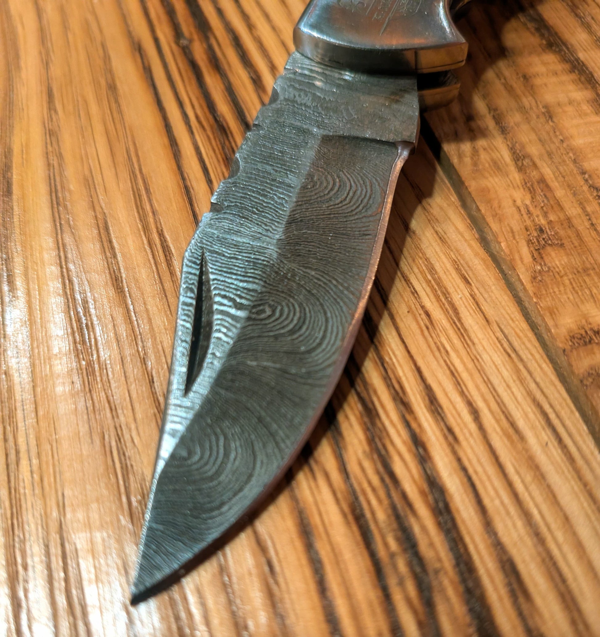 El Matador Knives Pocket Knife Purple/Orange resin swirl handle Damascus Pocket Knife