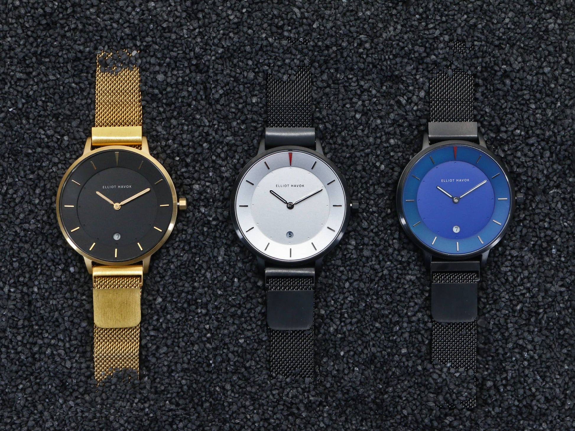 Elliot Havok Elliot Havok - Piano Black Minimalist Mesh - 38mm