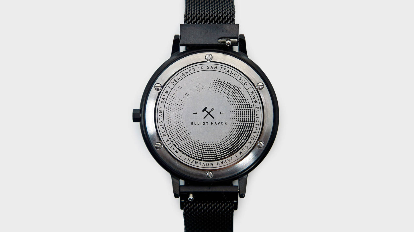 Elliot Havok Elliot Havok - Piano Black Minimalist Mesh - 38mm
